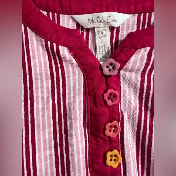 Matilda Jane Heart to Heart Bookworm Striped Lap Dress Size 8 VGUC - Picture 3 of 9